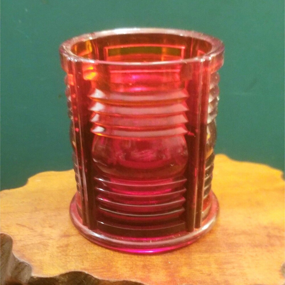 Duncan & Miller Nautical Port Light Ruby Red Cigarette Jar EAPG 3.5" Tall 3" Dia